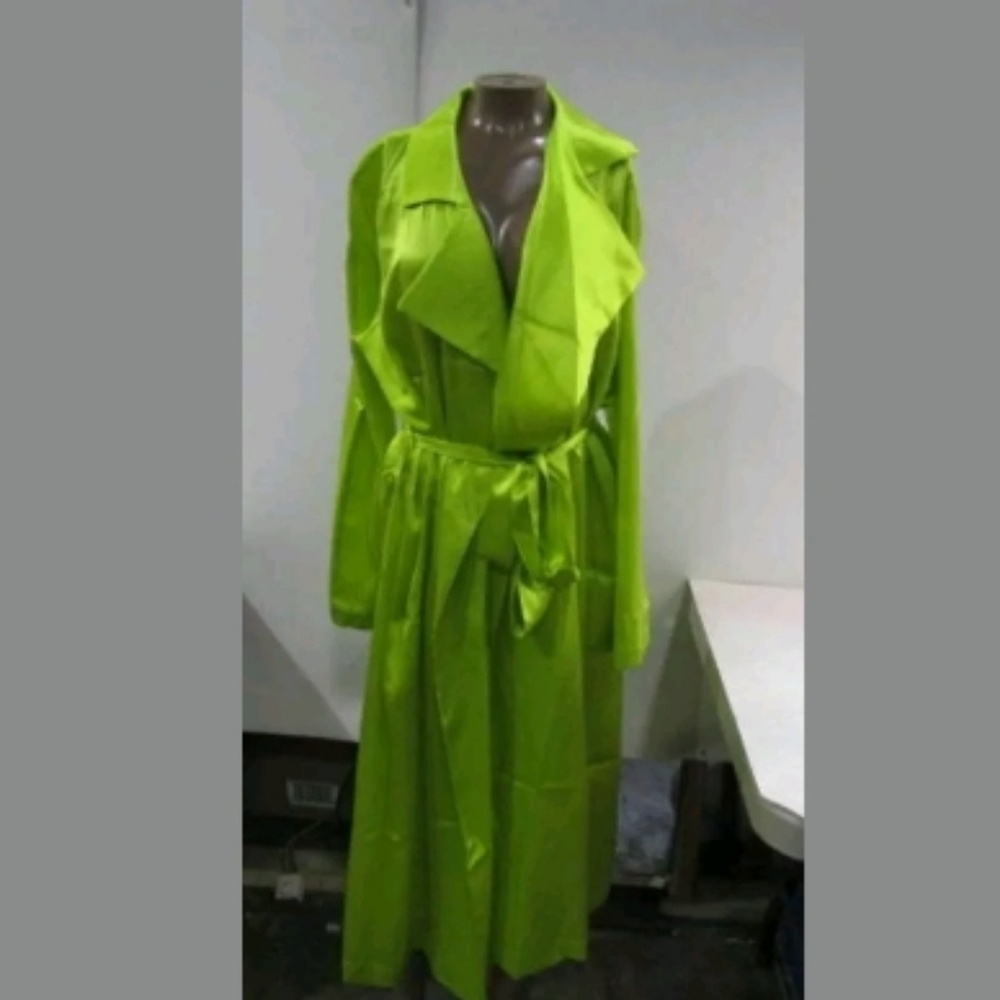 We Are Leone Tallulah Silk Trench Size S/M Acid Gr - Picture 3 of 6